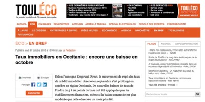 Taux immobiliers en Occitanie : encore une baisse en octobre